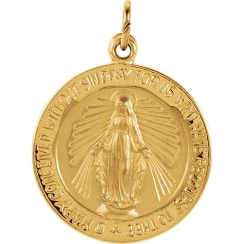 14kt Yellow 18mm Miraculous Medal