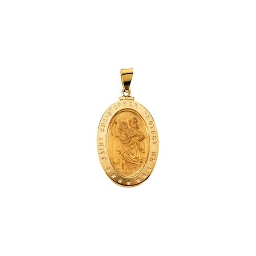 18kt Yellow 29x20mm Oval St. Christopher Medal