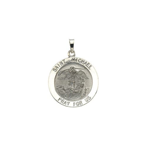 14kt White 22mm St.Michael Medal