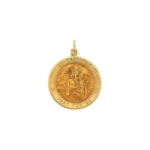 14kt Yellow 22mm Round Scapular Medal