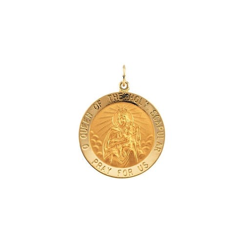 14kt Yellow 25mm Round Scapular Medal