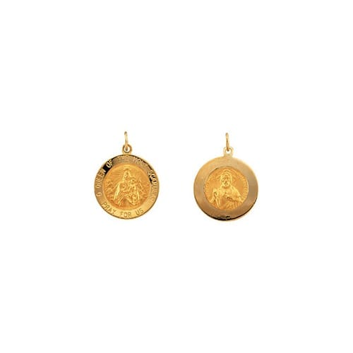 14kt Yellow 18mm Round Scapular Medal