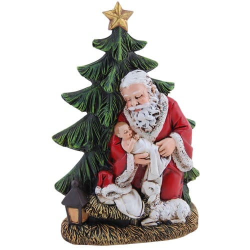 Standing Kneeling Santa Christmas Tree Figure