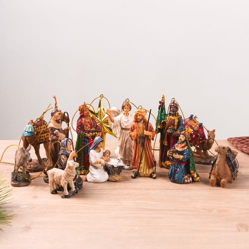 Nativity Ornament Set in Wooden Chest