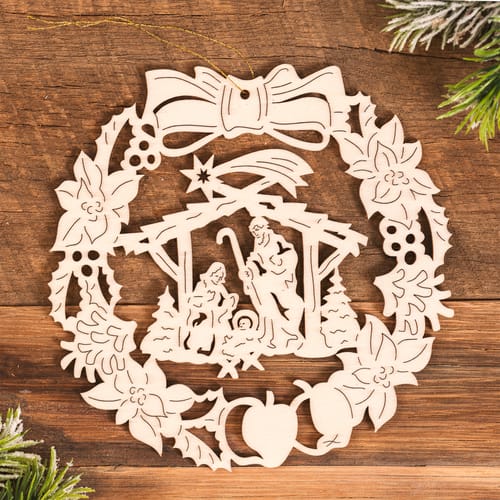 Laser Cut Wreath Italian Nativity Ornament