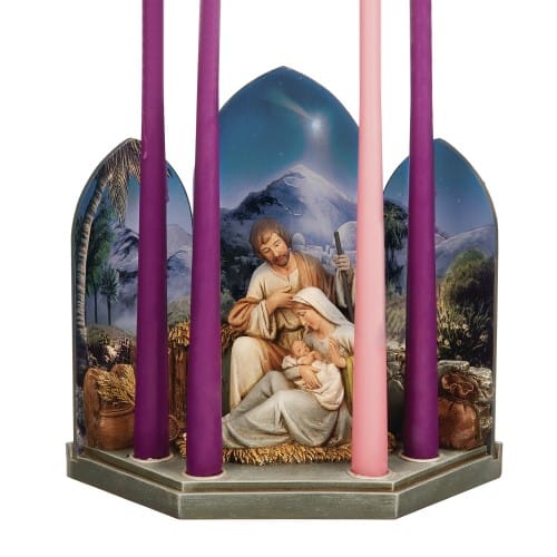 3 Panel Nativity Advent Candle Holder