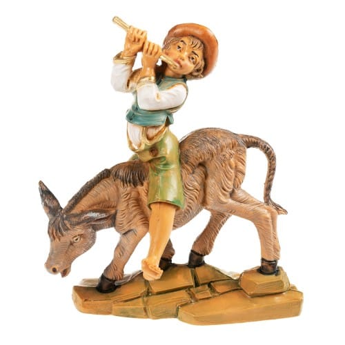 Fontanini Nativity Flutist with Donkey Figure