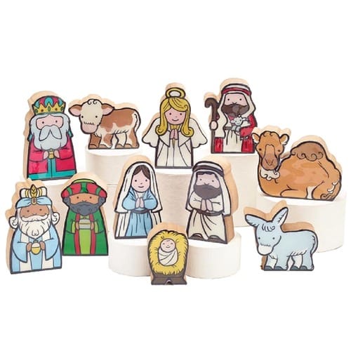 Children's Wood Nativity Set, 11 Pieces