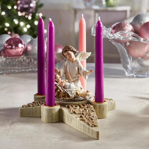 Two-Piece Angelic Blessing Advent Candleholder