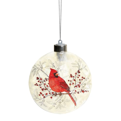 5&quot; Round Glass Cardinal Ornament