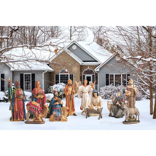 Printed Metal Outdoor Nativity Set - 12 Pieces