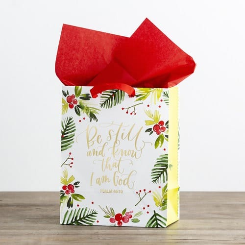 Be Still Medium Christmas Gift Bag with Tissue