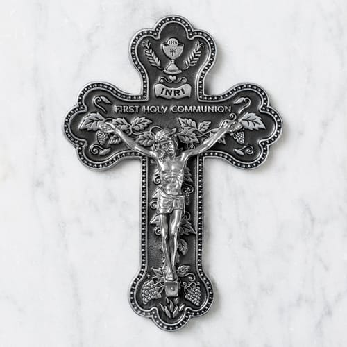 Pewter First Holy Communion Crucifix - 5.5 inch