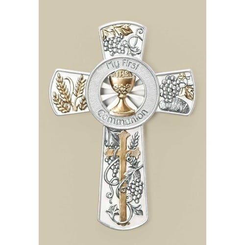 Multi-Tone Grapes &amp; Wheat First Communion Wall Cross