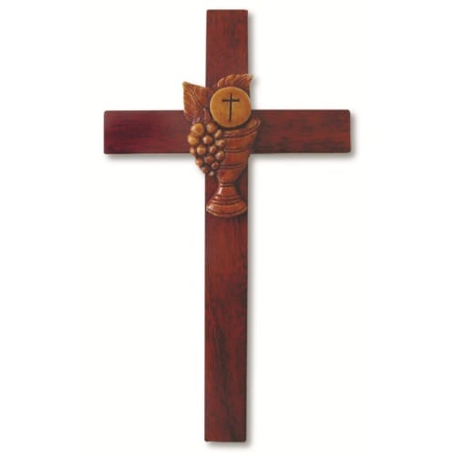 First Communion Mahogany Wall Cross