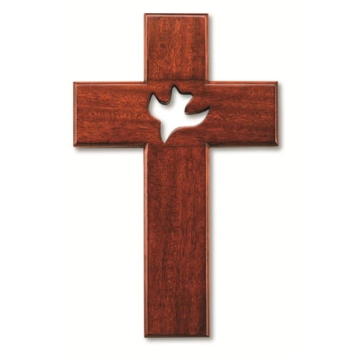 Mahogany Wood Dove Confirmation Cross