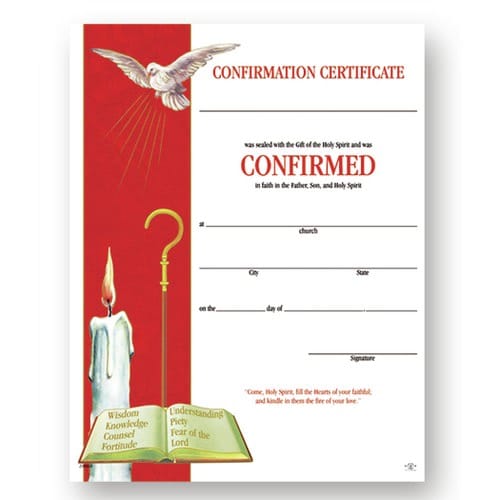 Confirmation Certificate (50 Pack)