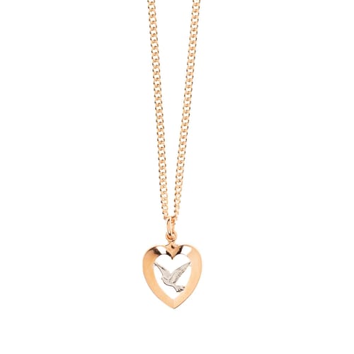 Rose Gold and SS Dove Heart Necklace