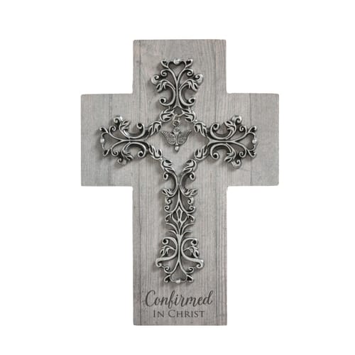 Filigree on Wood Confirmation Cross - 6.25&quot;