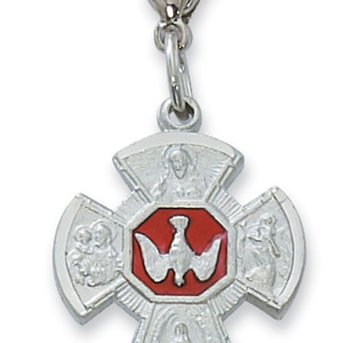 Clip-On 4-Way Medal with Red Enamel Center