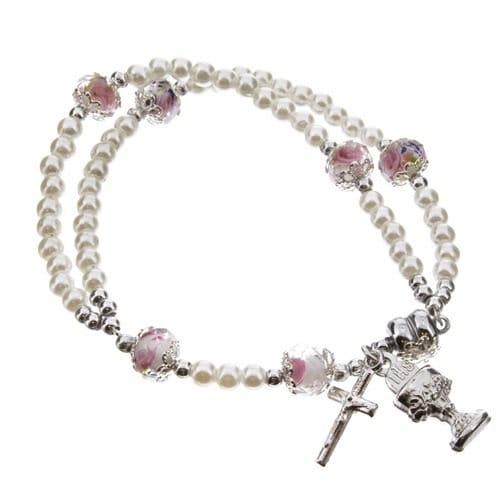 First Communion Rosary Wrap Bracelet