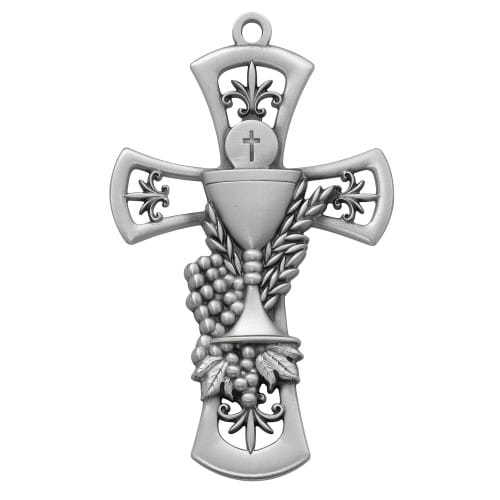 First Communion Pewter Chalice Cross