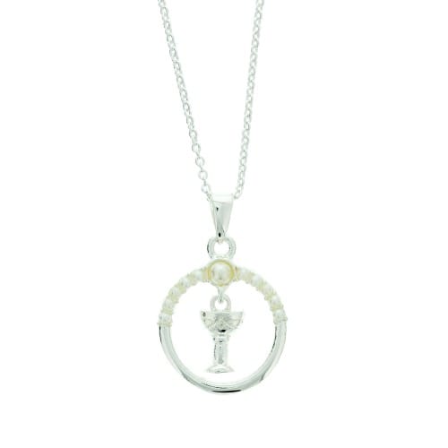 Chalice with Pearl Circular Pendant Necklace