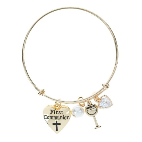 First Communion Gold Bangle Bracelet