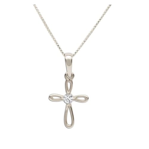 Sterling Silver Loop Cross Necklace