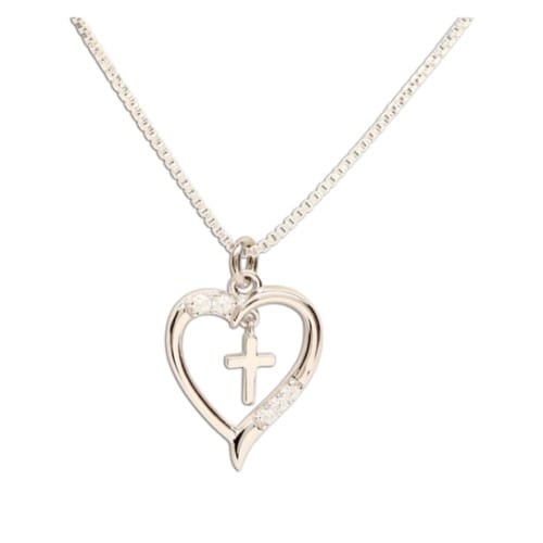 SS Heart Cross Necklace