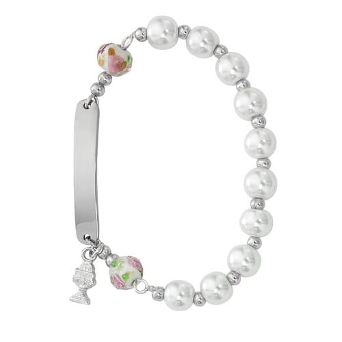 FC Plaque Pearl Rosary Bracelet