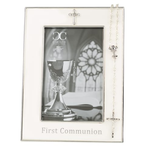 Elegant First Communion Frame &amp; Rosary Set