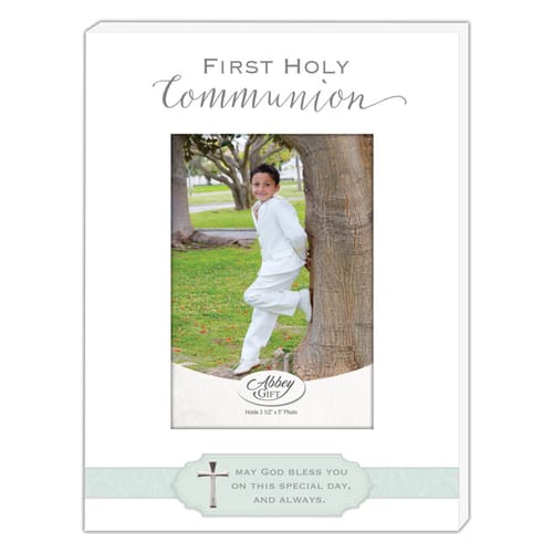 First Communion White Frame with Cross