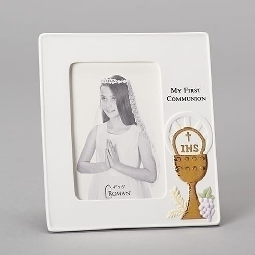 Porcelain Bisque First Communion Frame - 7.7&quot;
