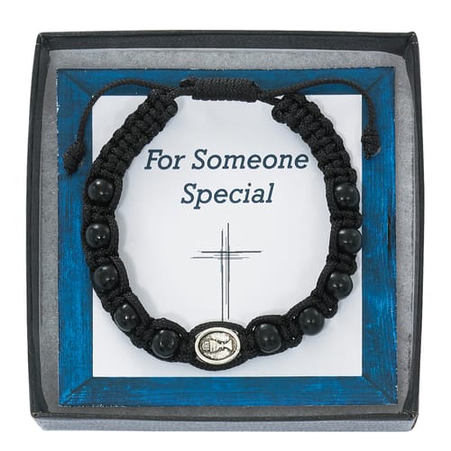 Black Wood Macrame First Communion Bracelet