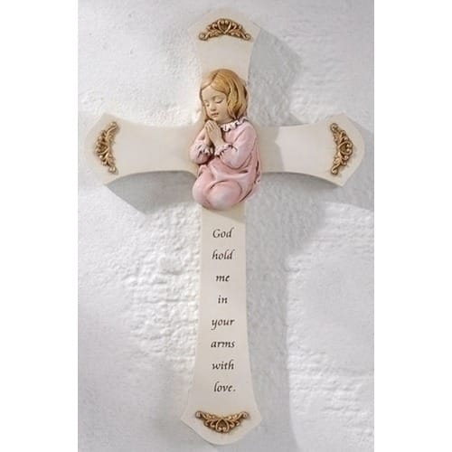 White &amp; Gold Girl Prayer Cross