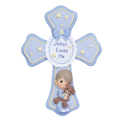 Precious Moments Blue Jesus Loves Me Cross