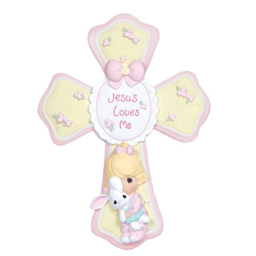 Precious Moments Jesus Loves Me Pink Cross