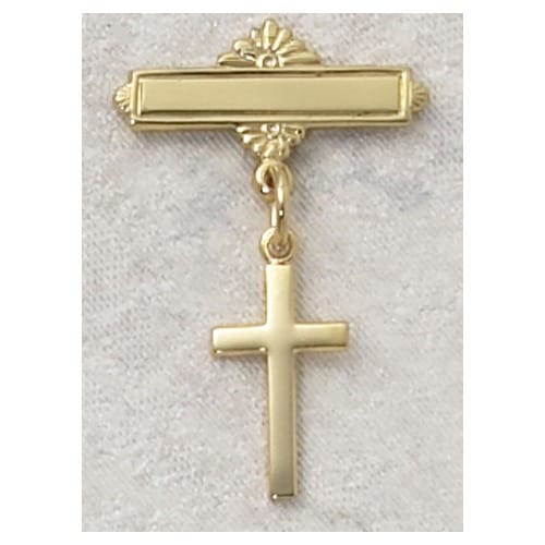 Gold/Sterling Silver Cross Gold Plated Baby Pin