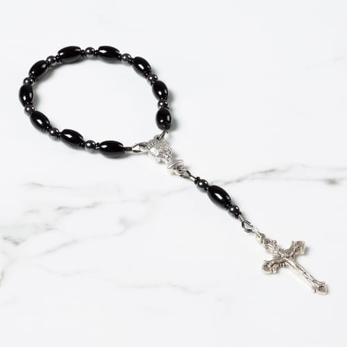 FC Black Decade Rosary & Prayer Card