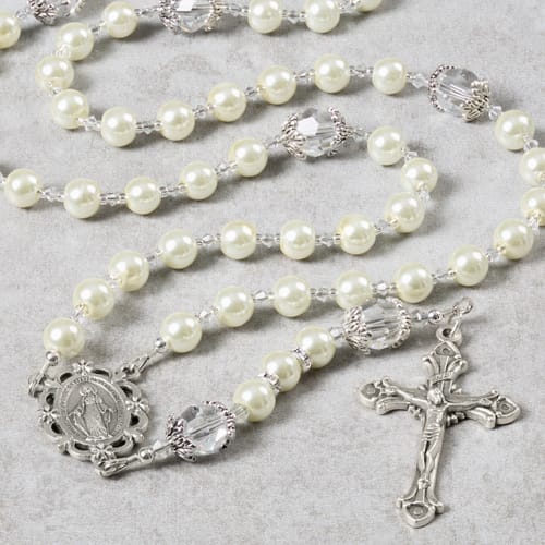 Pearl and Crystal Wedding Rosary