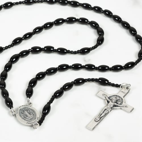 St. Benedict Black Onyx Rosary