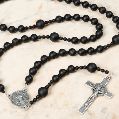 St. Benedict Matte Onyx Rosary