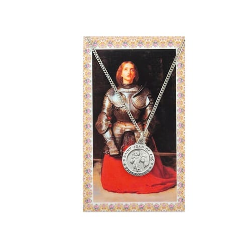 St. Joan of Arc Patron Saint Prayer Card w/Medal