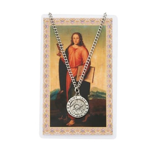 St. John Patron Saint Prayer Card w/Medal