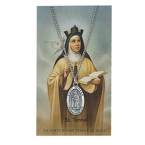 Pewter St. Teresa of Avila Medal with Prayer Card