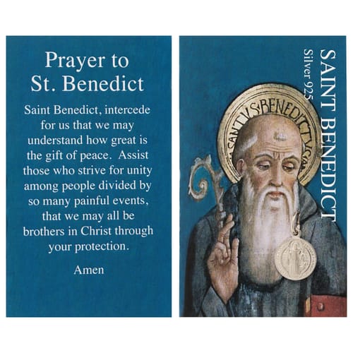 St. Benedict Silver Medal &amp; Prayer Card