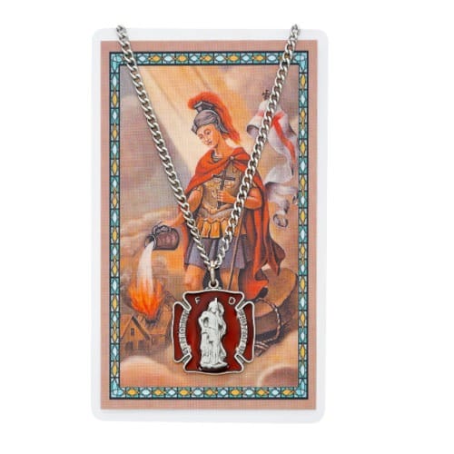 St. Florian Firefighter Necklace & Prayer Card Set