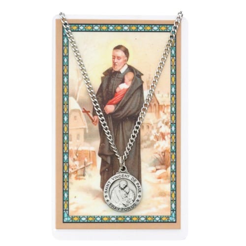 St. Vincent de Paul Necklace &amp; Prayer Card Set