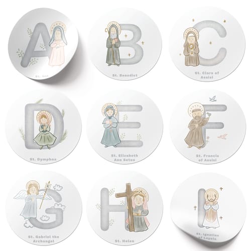 Saints Alphabet Stickers - Set of 26